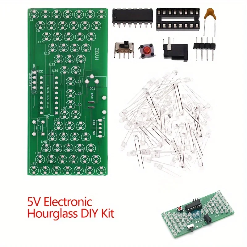 DIY Kit with Double-layer Glass Fiber PCB 5V Electronic Hourglass and Precise LED Component Alignment Welding Practice Kit