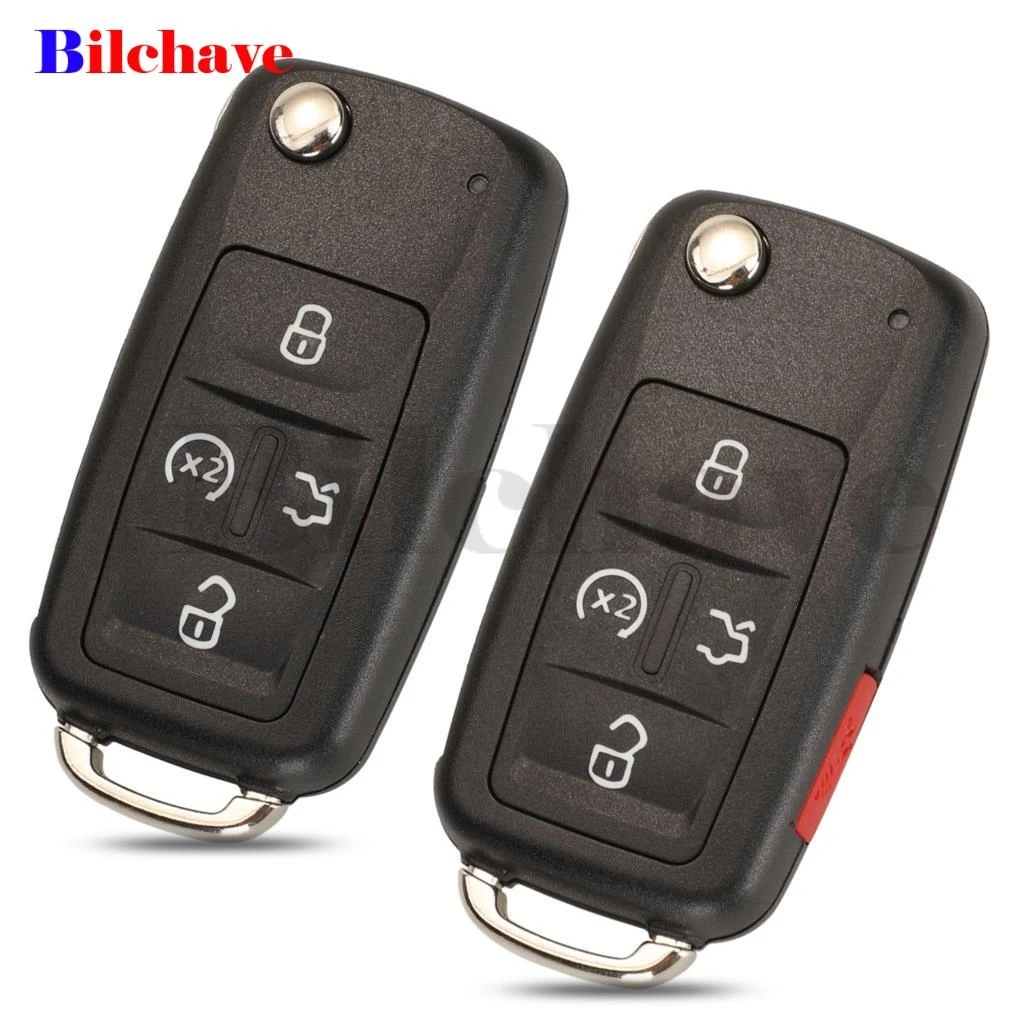 

jingyuqin 10pcs For Volkswagen VW Sharan multivan t5 Caravelle Fob 4/5 Buttons Flip Remote Car Key Shell Case Replacement