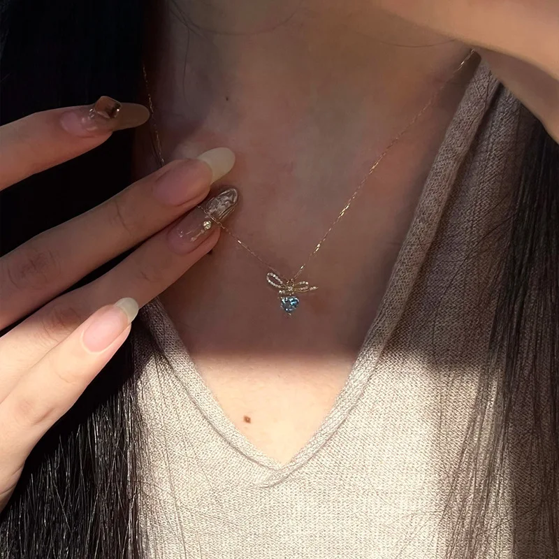 New 925 Sterling Silver Heart-shaped Necklace Geometric Shape Pendant Simple Women's Collar Birthday Gift Exquisite Jewelry