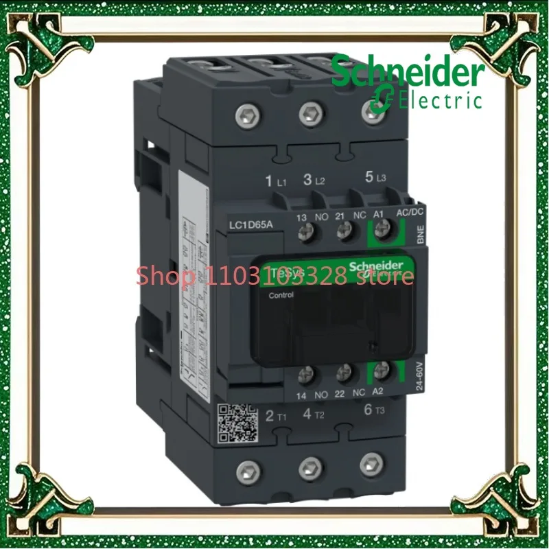 

LC1D65ABNE TeSys Deca Ac and DC universal three-pole contactor 65 A 24…60V AC/DC