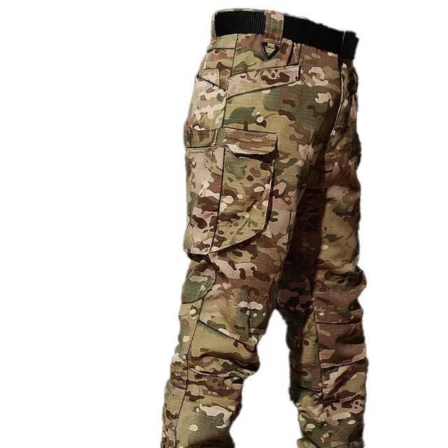 Tactische Sets Mannen Kleding Multi-Pocket Combat Shirts + Cargo Broek Past Camo Slijtvaste Winddicht Jacht trainning Set