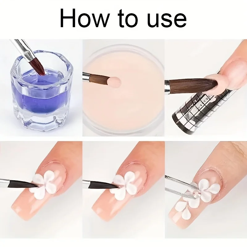 3pcs  Acrylic Nail Brushes Set For Acrylic Powder Nail Glue Acrylic Application/Extension/Carving Nail Professional Brushes