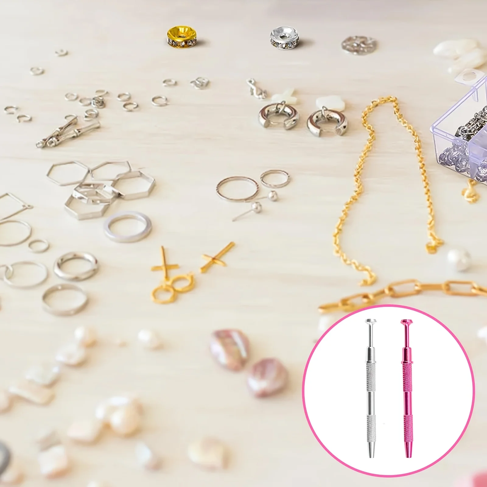 2 Stück Piercing-Kugelgreifer, Edelstahl-Juwelierwerkzeug, 4-Zinken-Kugelhalter für Piercing-Schmuck, Perlen – Detail 3