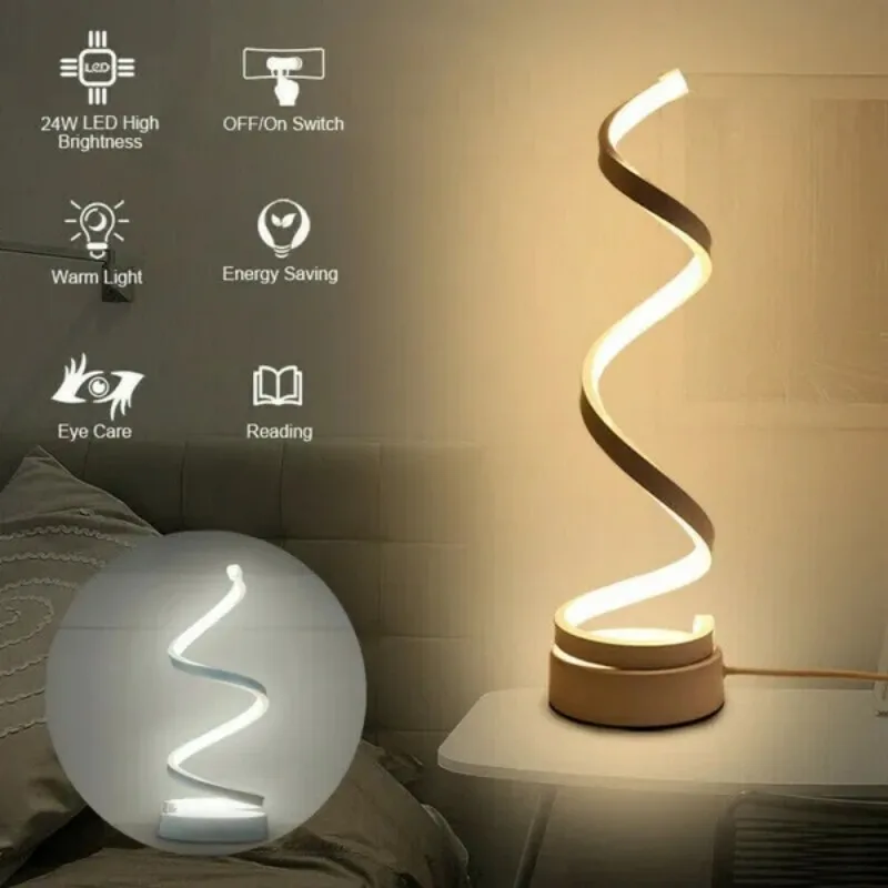 lampada de mesa espiral led luz regulavel alimentado por usb branco frio quente moderno minimalista sala quarto 01