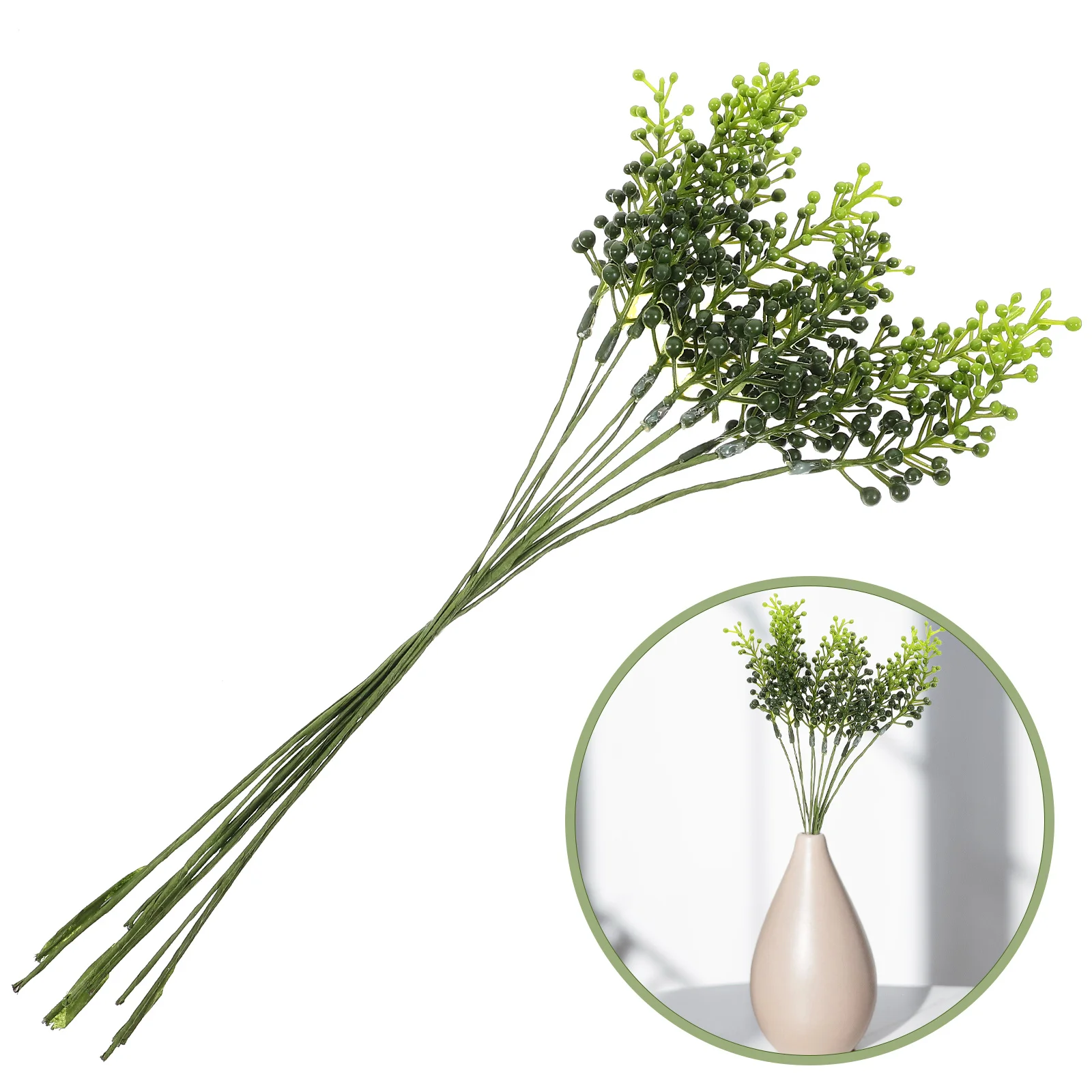 

10pcs Artificial Stems Fake Greenery Decor Simulation Plant Ornament Wedding Home Office Decoration Faux Green Plant Stems Diy
