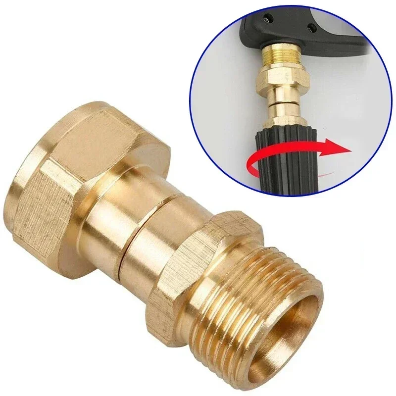 Conector de junta giratória para lavadora de alta pressão de latão, encaixe de mangueira m22 14mm, conector de pulverizador de mangueira de rotação