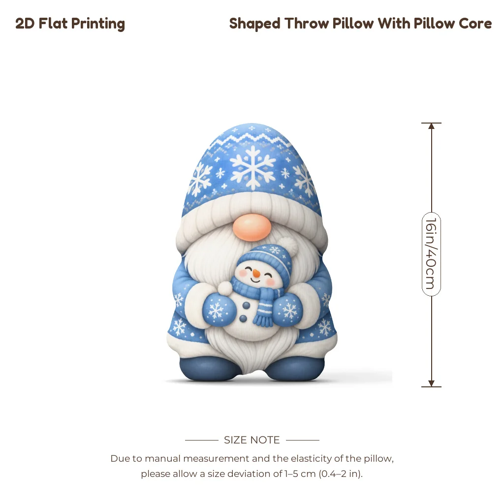 Christmas Blue Gnome Snowflake Shaped Stuffed Throw Pillow Christmas Decorations Cushion Pillow for Gift Bedroom Sofa Decoration