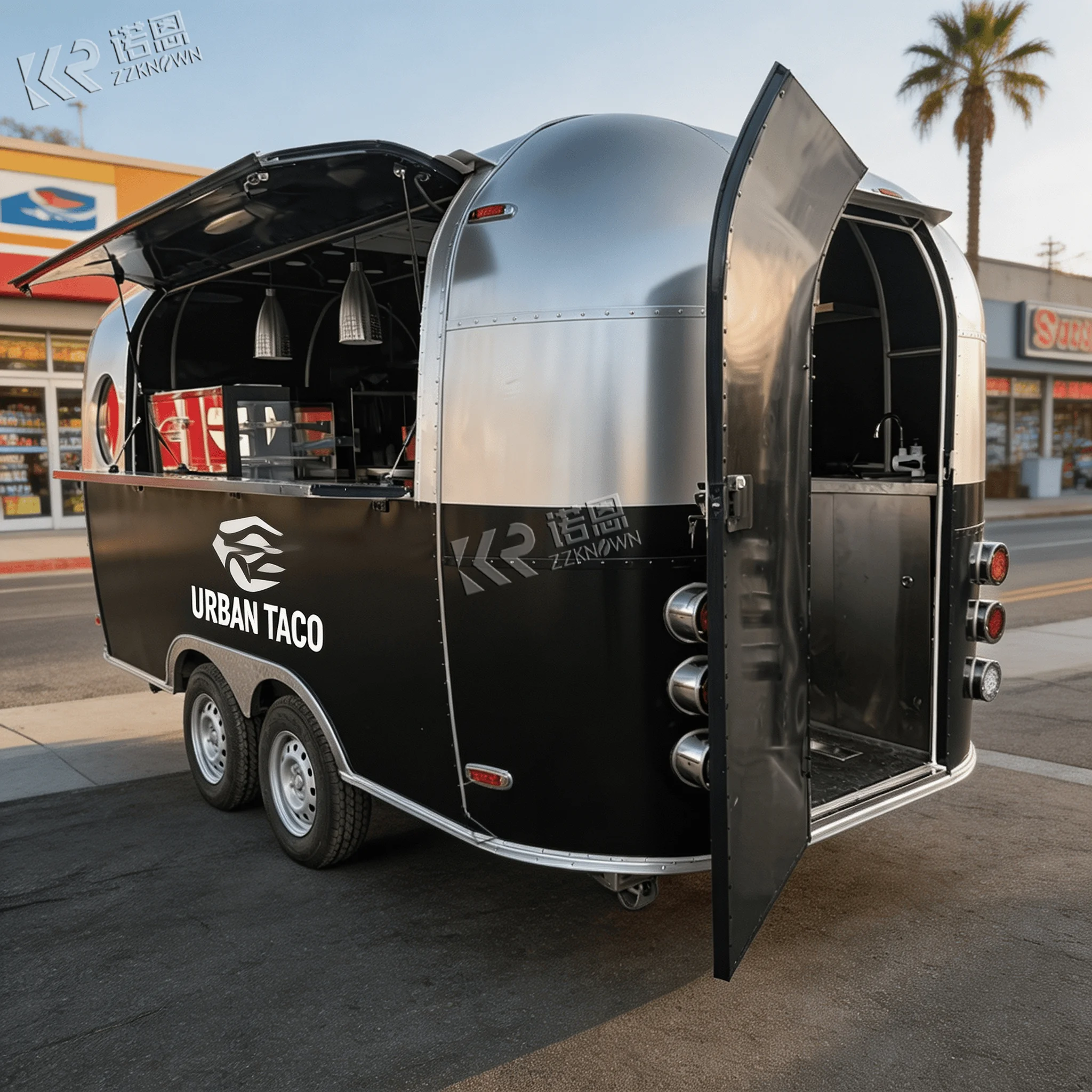 Colorful Vintage Trailer Food Truck Mobile Food Truck Cart Outdoor Mobile Food Truck Trailer for Outdoor Catering Events