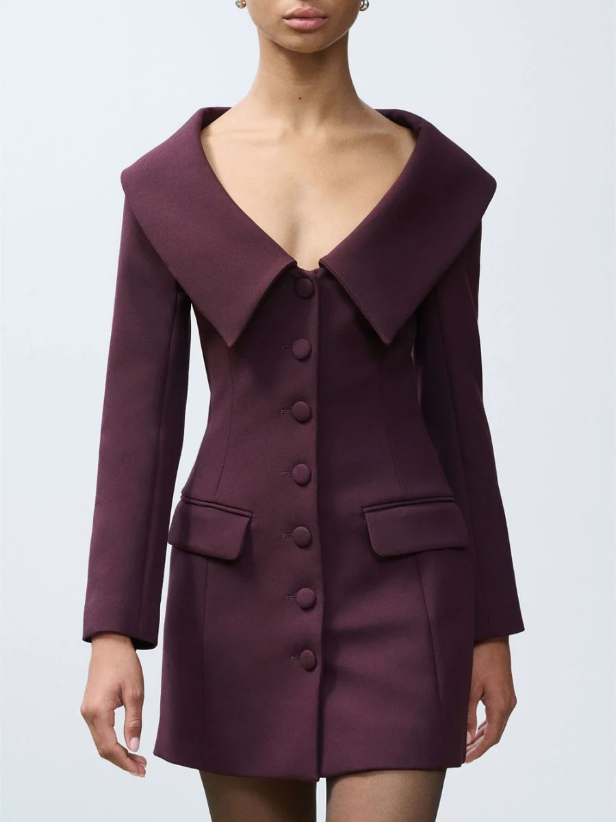 

2026 Summer Women's Dress, Satin, Single-breasted, Corset Bodice, Lapel Collar, Bodycon Dress, Y2K New Fashion Party Dress bra