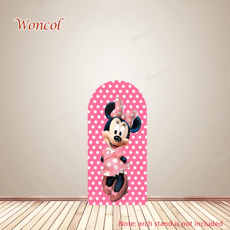 Disney Minnie Mouse Arch Backdrop Girl Birthday Backdrop Baby Shower Double-Sided Arch Cover Decorations Photocall Studio Props