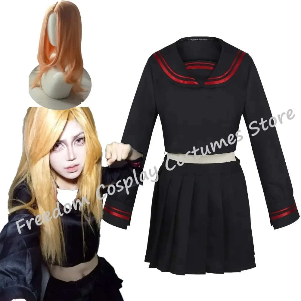 

Yuzuha Shiba Cosplay Costume Anime Tokyo Revengers Dress Black Sailor Suit JK Skirt Set Wig Party Role Play Halloween Party Set