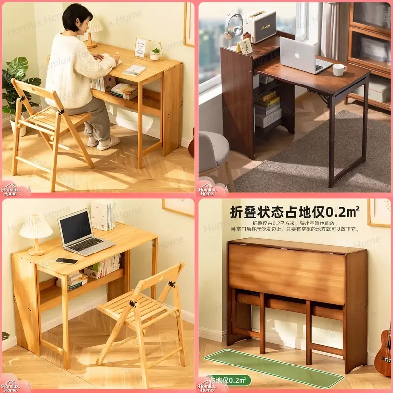 Foldable Computer Desk for Home Office Simple Writing Table for Bedroom Study Workbench Compact Learning Desktop Station