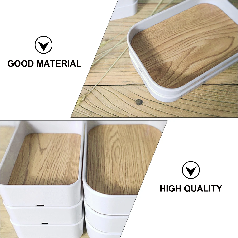 

Wood Grain Compact White Desktop ganizer Container For Storage Desktop Sundries ganizer Box Box Cosmetics Stationery Home
