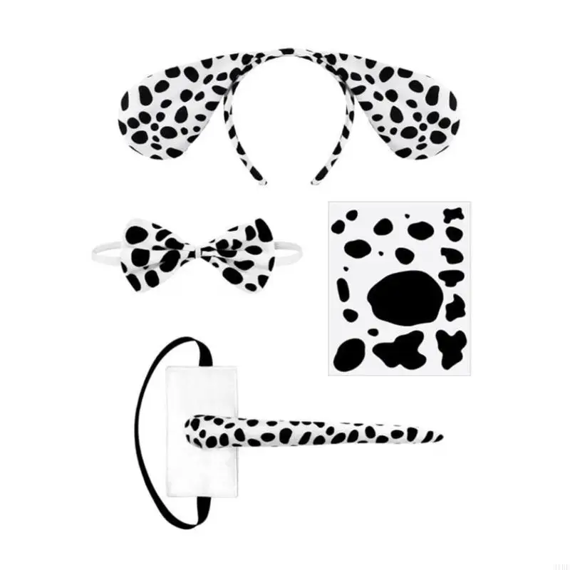 31BF 3 4 مجموعة إكسسوارات أزياء الفيل-عصابة رأس على شكل آذان الفيل، القوس، قفازات على شكل ذيل مجموعة ملحقات أزياء أسد