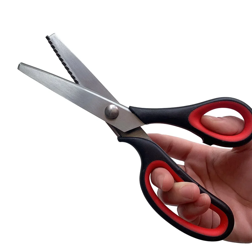 Lâmina de pp Antiderrapante Punho Sawtooth Faça Você Mesmo Tecido Tailor Scissors Costura para Tecido Ferramentas Manuais Profissionais para Casa Aço Inoxidável
