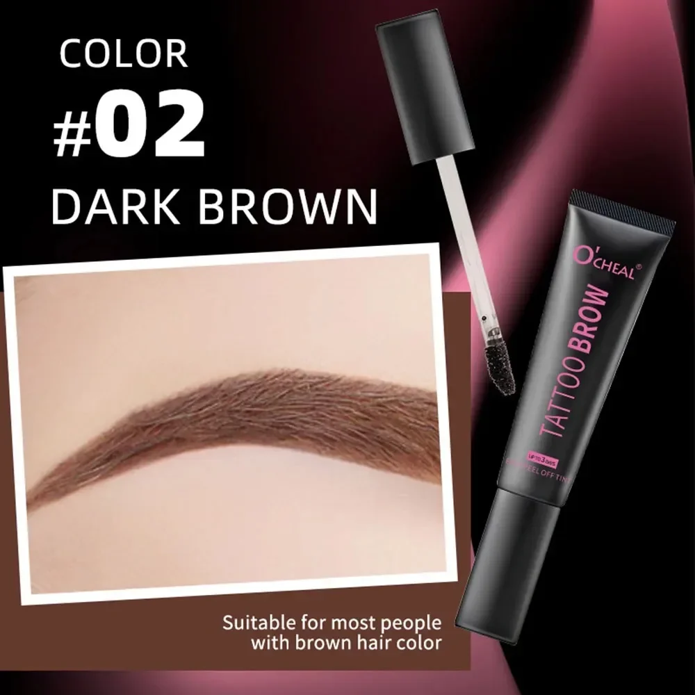 Teinte de tatouage imperméable pour sourcils avec pochoirs, couleur semi-permanente, dure jusqu'à 3 jours, facile à appliquer, aspect naturel longue durée