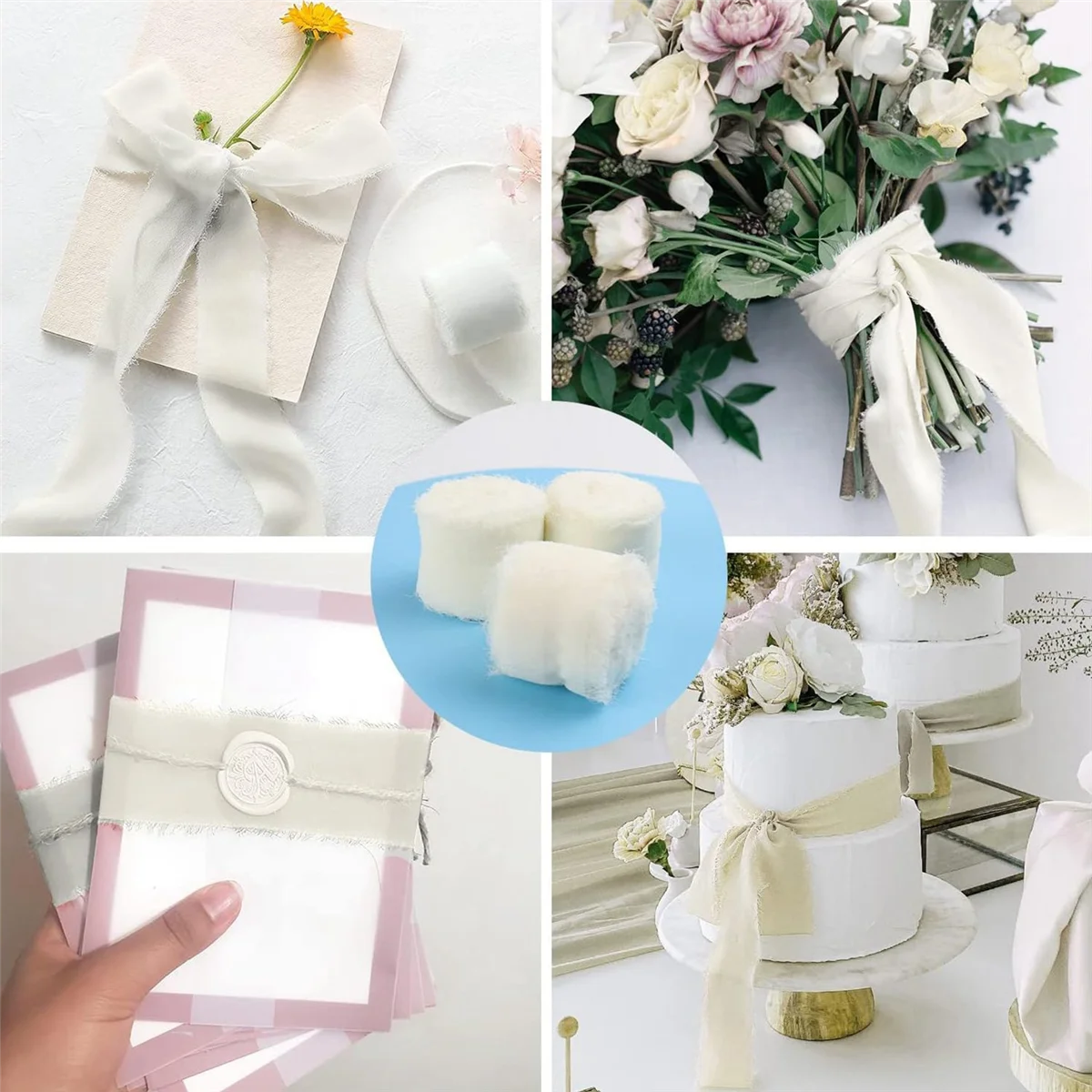 HITL 4 Rolls Chiffon Ribbon Gift Ribbon 4Cm X 4.5M Satin Ribbon Wide Ribbon Chiffon Ribbon for Wedding Crafts Gift Decorating
