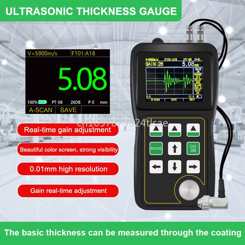 UT4000 Ultrasonic Thickness Gauge Color Screen Real-time A/B Scanning Transparent Coating Ultrasonic Thickness Gauge