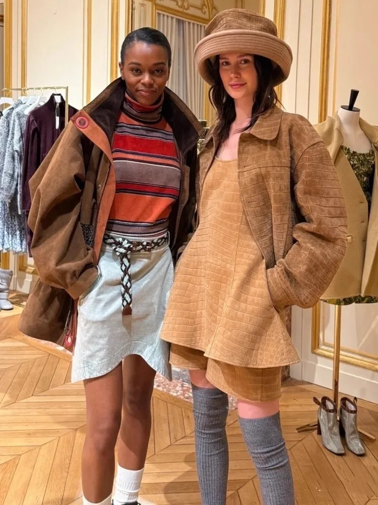 최고급 악어 무늬 디자인 진짜 양가죽 스웨이드 여성 재킷 가을 천연 가죽 코트 시크한 턴다운 칼라 아우터웨어