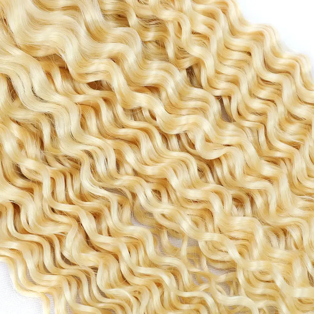 613 Human Hair Bundles Deep Wave 1/3/4 Bundle Blonde 22 24 26 28 Inch Color 613 Bundles Human Hair Extension 65g Single Bundle Double Weft Unprocessed Brazilian Virgin Hair - view 6