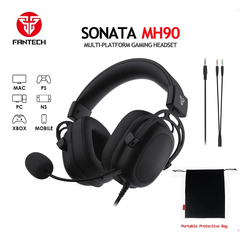 FANTECH MH90 3.5mm Wired Gaming Headset Surround Sound HIFI  Multi Platforms Headphone For PC Phone PS5/4/3 Xbox One/Series X NS