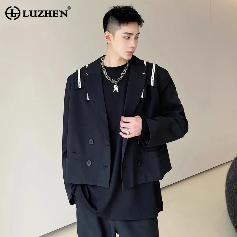 LUZHEN Youth Casual Design Social Men's Clothing Blazer Tops Temperament Handsome Korean Classy Short Suit Jackets Coats LZ7569