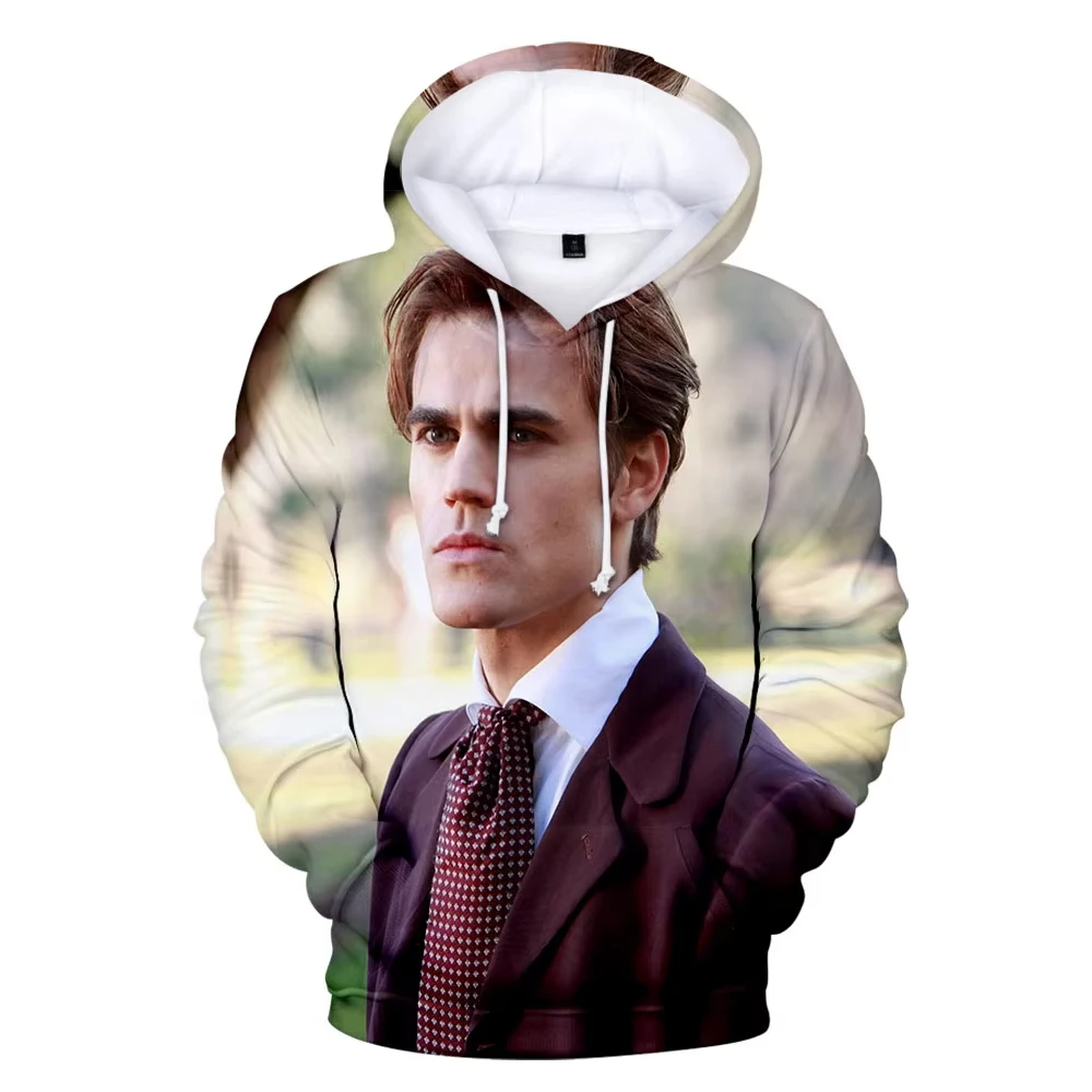 TV Series The Vampire Diaries characters 3D Printed Men\'s Hoodie Casual Long Sleeves Outdoor Pullover Sweatshirt Unisex Clothing