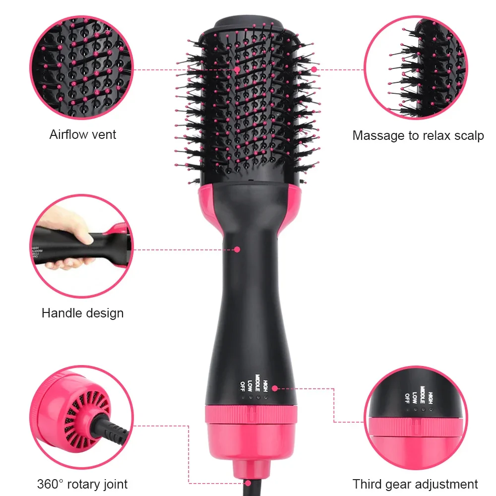 1000W Asciugacapelli multifunzione Spazzola ad aria calda Styler e volumizzante Piastra per capelli Bigodino Pettine Roller One Step Spazzola