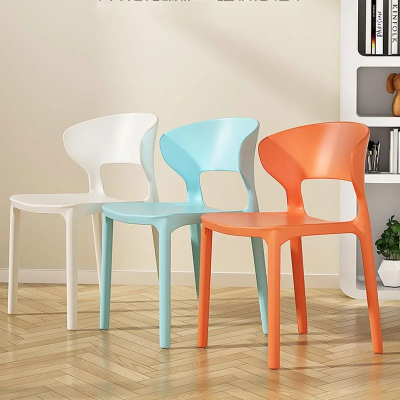 Modern Simple Solid Color Plastic Dining Chair Nordic Household Ins Thickening Desk Back Makeup Meal Table And Chair