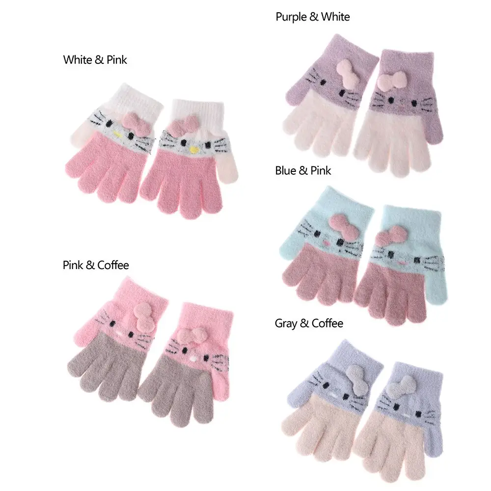 Gants en laine de lapin pour enfants, gants complets, mitaines chaudes, garçons et filles, enfants de 3 à 10 ans, hiver, 1 paire