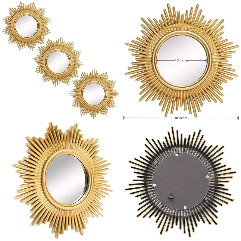 for Nordic Gold Glass Mirror Set Modern Art Deco Luxury Wall Decoration  Bedroom Living Room Home Decor