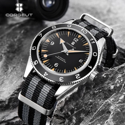 41MM Cristal de zafiro 100m Resistente al agua Japón Reloj luminoso automático para hombre Correa de nailon