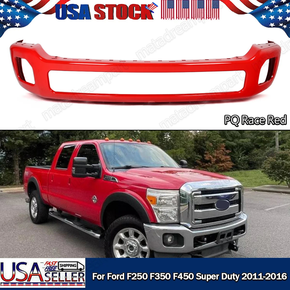 Front Bumper Face Bar Crash - Proof Bumper w/Fog Light Hole Front Surround Body Kit For 2011-2016 Ford F250 F350 F450 Super Duty