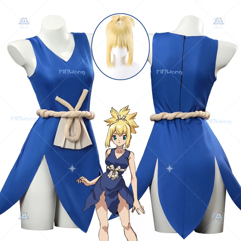 Disfraz de cosplay de Anime Stone Kohaku, disfraz de cosplay de Amber, peluca, zapatos, disfraz de Leona Senku, disfraz de Gorila Chrome Senku para fiesta de Halloween