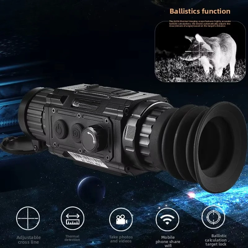 TK256 Thermal Imaging Sight Scope Infrared Detector Full Black Thermal Imaging with Long Range Detection for Wild Boar Hunting