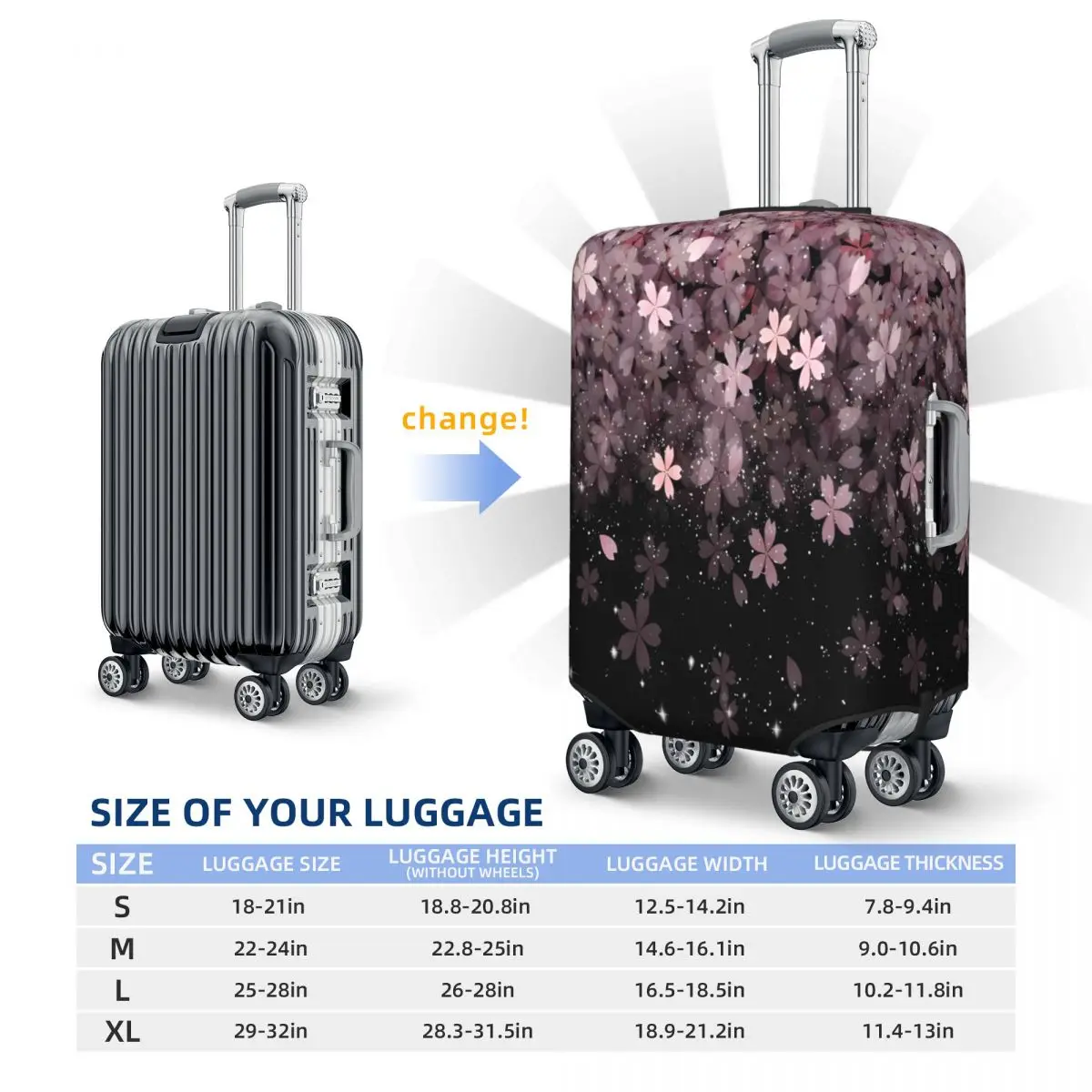 Sakura Starry Sky Suitcase Cover Flower Travel Vacation Elastic Luggage Case Protector