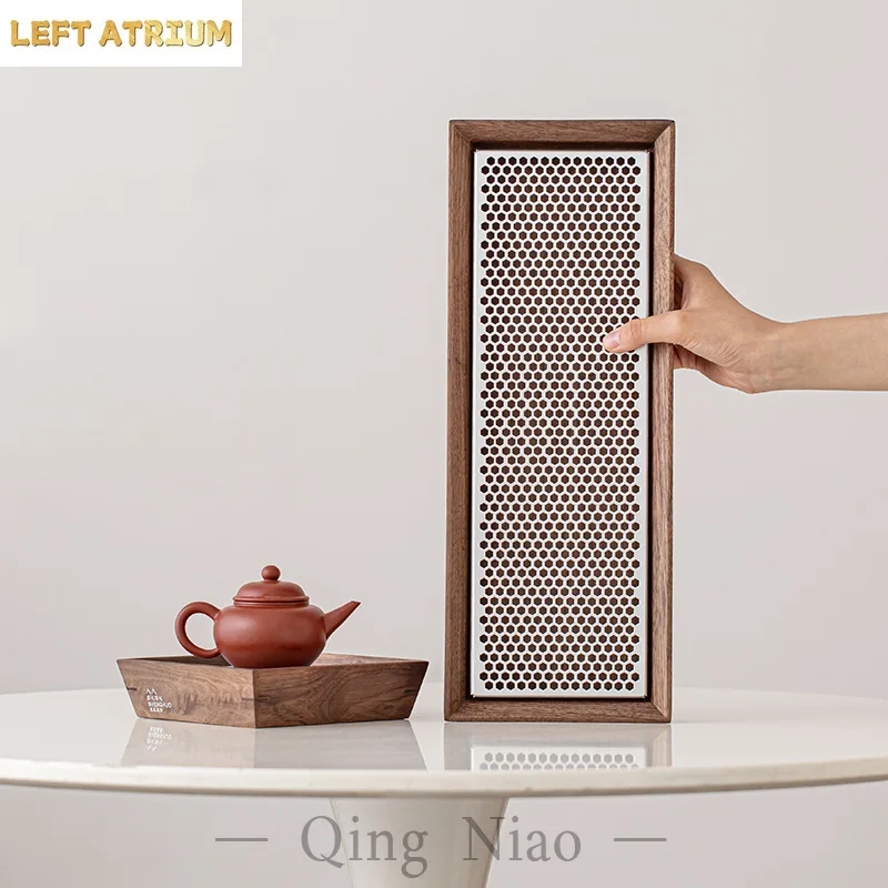 

Premium sense walnut tea tray household light luxury small tea table water storage drain tray tea ceremony accessories