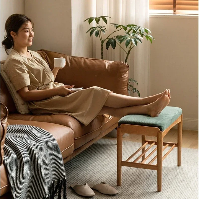 Nordic Beech Double Layer Shoe Stool Comfortable Soft Bag Shoe Cabinet Versatile Hallway Bench for Home Entryway New Arrivals