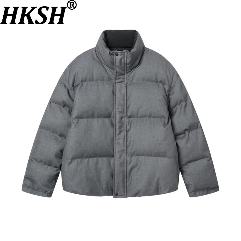 

HKSH Autumn Winter New Men's Dark Style Stand Collar Reversible Warm Jacket Trend Solid Color Fashion Casual Padded Coat HK15519
