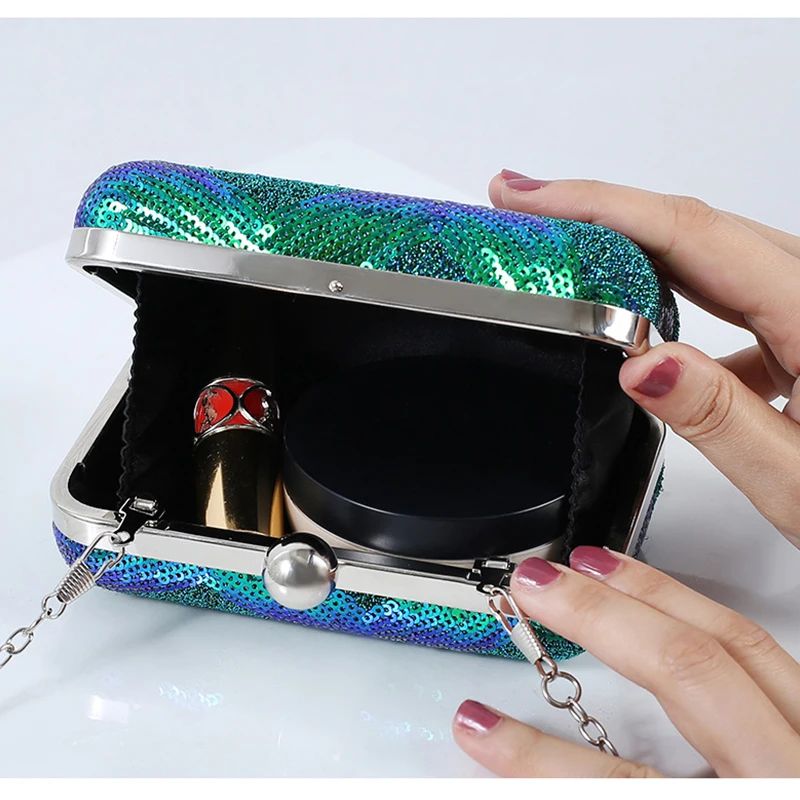 Green Clutch Bags Luxury Designer Sequins Wallets for Women Handbags Trends 2023 Elegant Purse Crossbody Evening Bag Female Prom