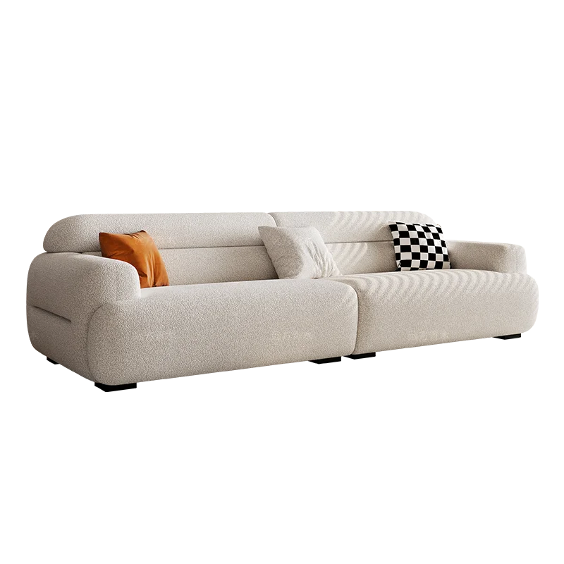 Puffs, lambswool, cream wind sofa, light and luxurious living room, small apartment, modern and simple three-seat sofa.