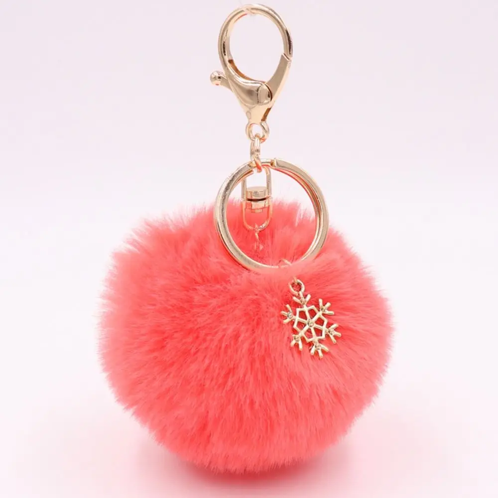 Moda fofo bola de pele chaveiro saco charme floco de neve pompom pingente 21 cores 8cm bola de pelúcia chaveiro jóias presente