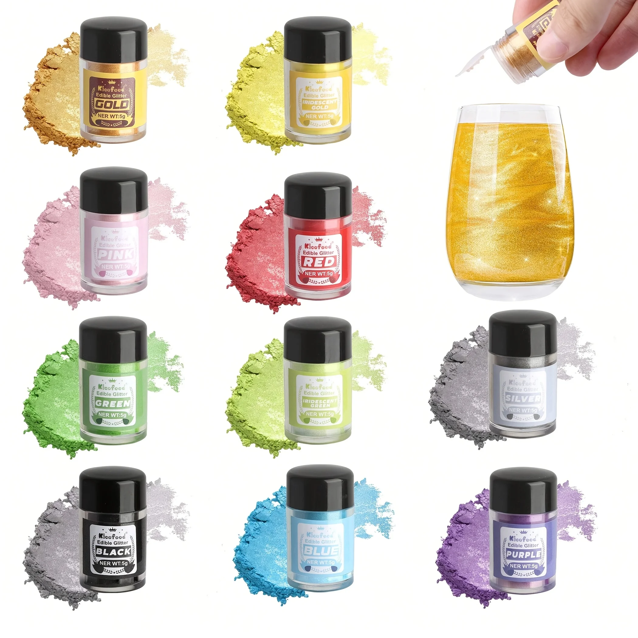 Glitzerpulver, Glitzer für Getränke, Zubehör zum Dekorieren von Keksen, Cocktails, süße Hochzeitstortendekoration, Backen, Pralinen, süße Süßigkeiten