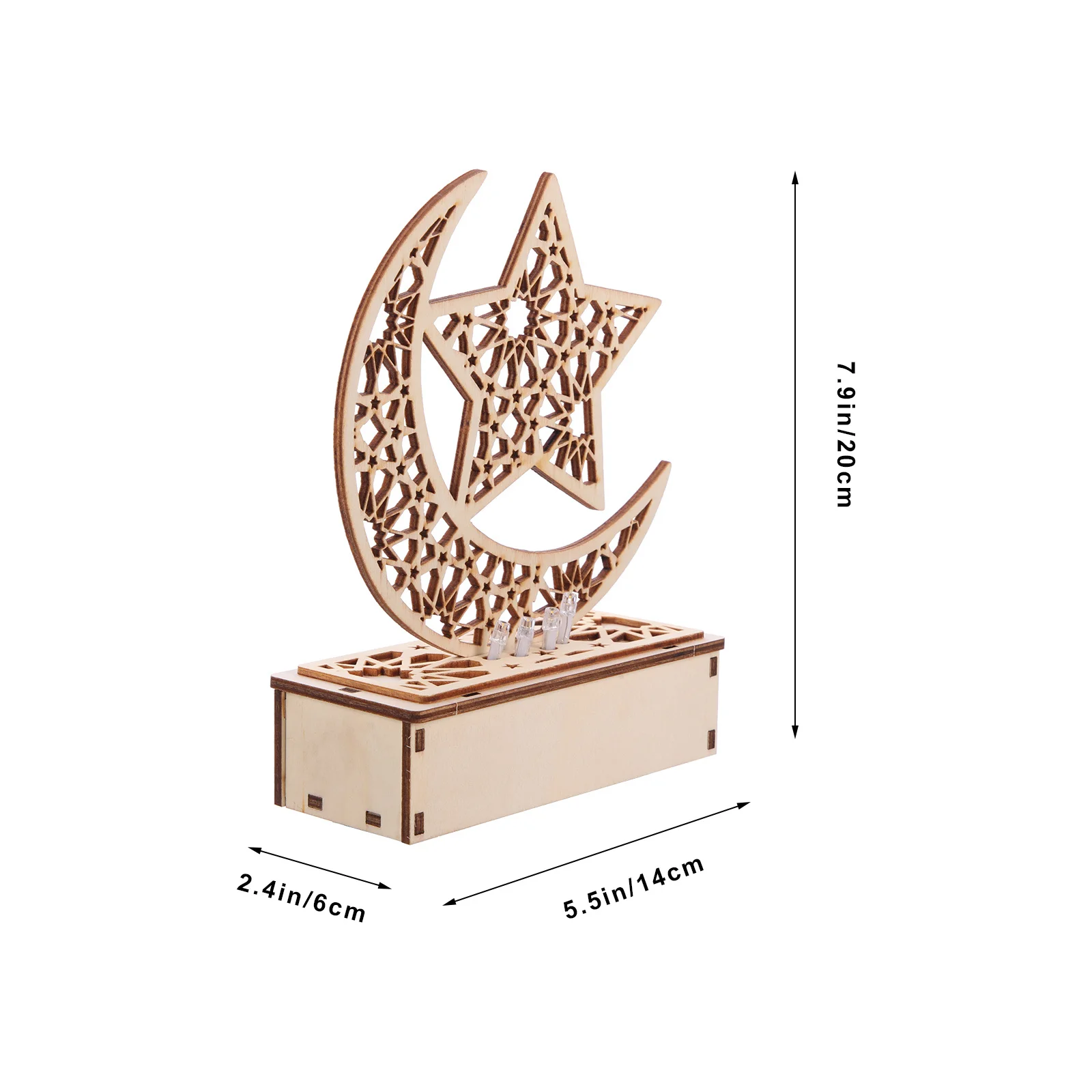 ضوء القمر الخشبي رمضان مبارك عيد الديكور الإسلامي مصباح نجمة غرفة نوم المنزل هدية احتفالية ديكور رمضان #2