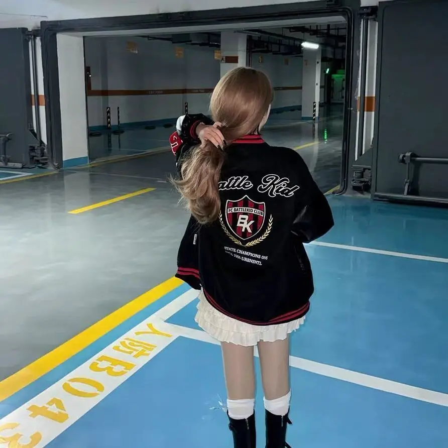 

Loose Fit Faux Velvet Baseball Jaet Cotton Blend Retro American Sle Cool Sweet Color Blo Men's Jaet Trendy Brand