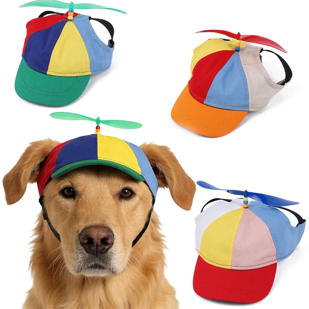 Cats Dogs Propeller Hat Halloween Costume Accessory for Cats Dogs Cute Funny Colorful Pets Rainbow Helicopter Hat Baseball Cap