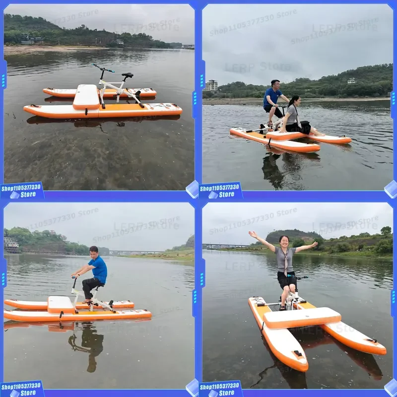 Foldable Portable Water Pedal Boat, Inflatable Cycling Bike for Lake Sightseeing & Water Entertainment