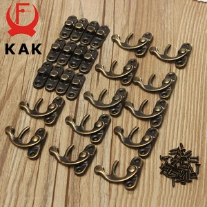 KAK-Antique Brass Padlock, Hasp Hook Hasp for Mini Jewelry, Wooden Box With Screws, Furniture Hardware, 34x28mm, 12Pcs 12 Main Sales Lock Brazil Old - №8