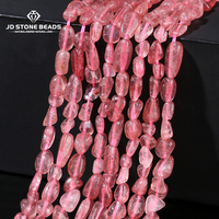 6-8mm Natural Stone Strawberry Quartz Irregular Beads Loose Spacer Nuggest Bead for Jewelry Making Diy Necklace Bracelet 15 Inch