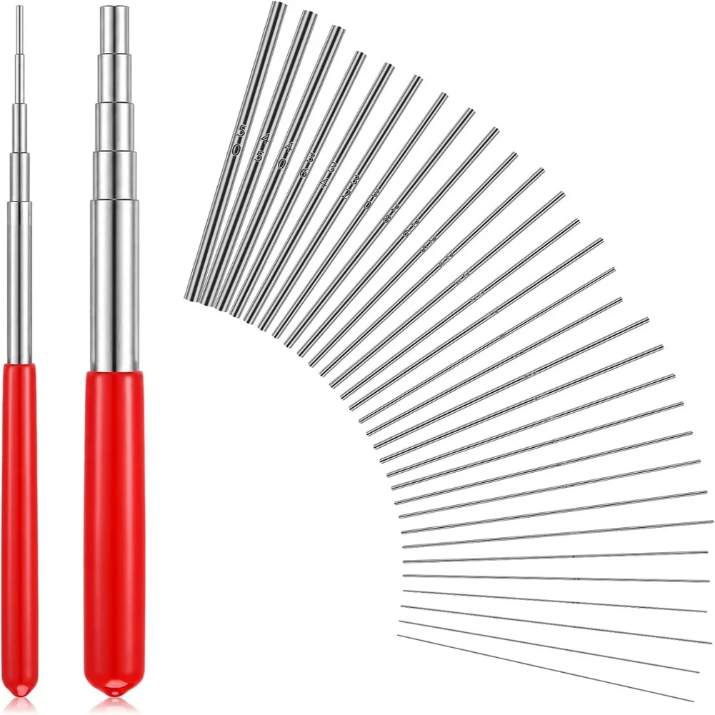 30pcs Stainless Steel Ring Mandrel Set Annular Mandrel With Smooth Tapered Ends For Jewelry Making Wire Loop Tool